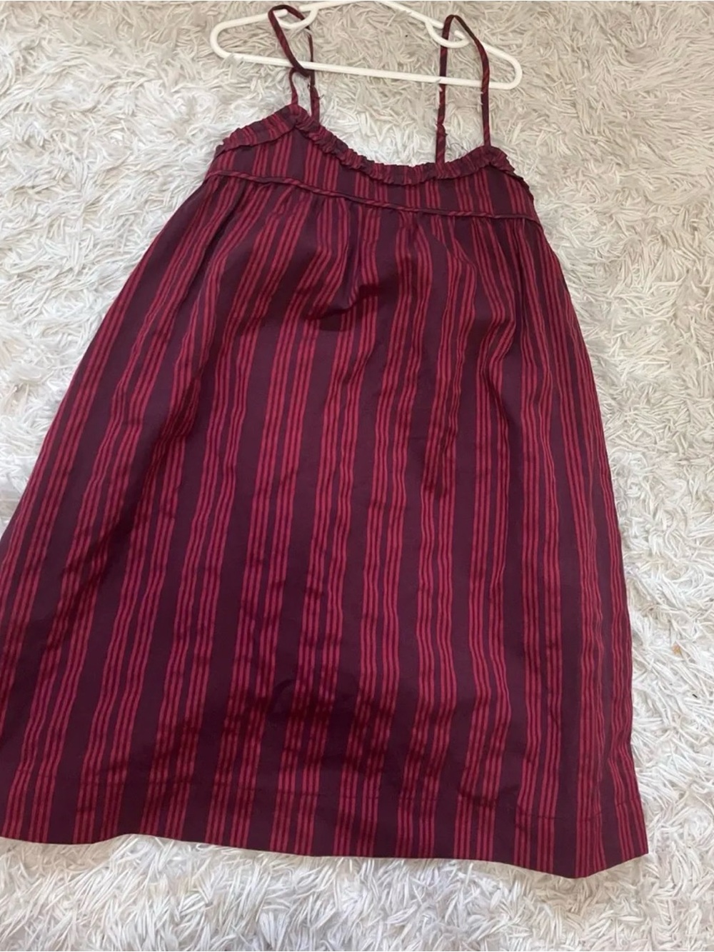 wild fable Burgundy and Red Striped Mini Dress with Spaghetti Straps